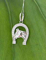 Срібна підвіска Підкова з Конем срібло 925 проби 2.40г