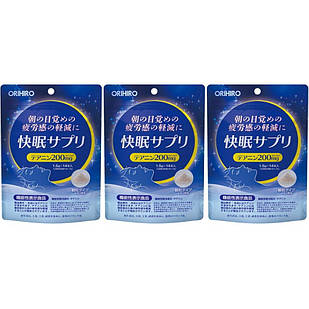 Orihiro для гарного відпочинку уві сні з L-Theanine, GABA, екстракт Рафми 14 саше х 3 упаковки