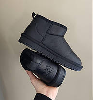 Ugg уги ЧОРНІ міні шкіряні натуральники низькі (h = 11.5) унісекс зима напівчоботи, фото 2