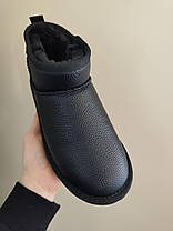 Ugg уги ЧОРНІ міні шкіряні натуральники низькі (h = 11.5) унісекс зима напівчоботи, фото 4