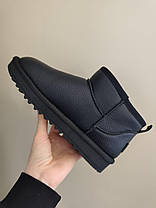 Ugg уги ЧОРНІ міні шкіряні натуральники низькі (h = 11.5) унісекс зима напівчоботи, фото 3