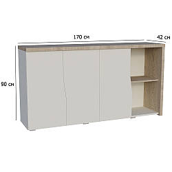 Довга тумба для документів Connect D SK 170 см дуб кремону котта і стоун бейж без ручок у стилі мінімалізм