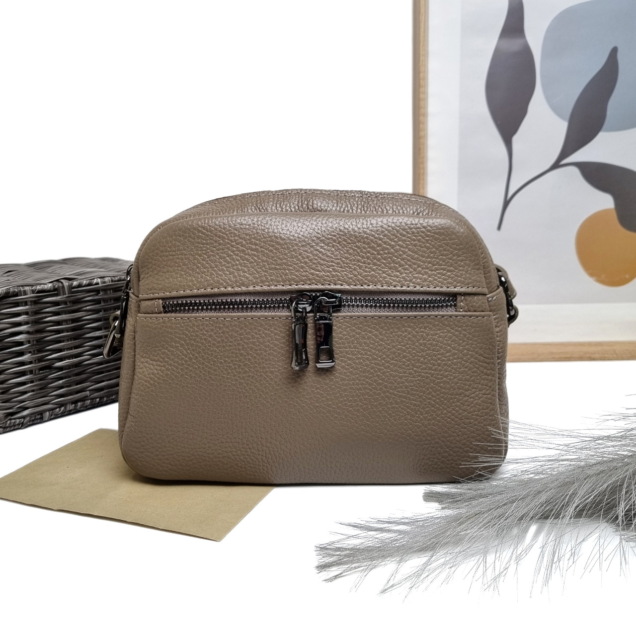 Шкіряна жіноча сумка бежевий Арт.06-42-19 Viva Verba (Україна)