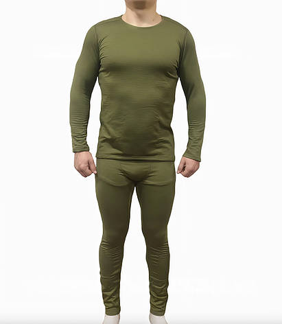 Термобілизна тактична олива/комплекс фліс зимовий (всі розміри) | тепла натільна білизна для туризму, полювання та outdoor, фото 1