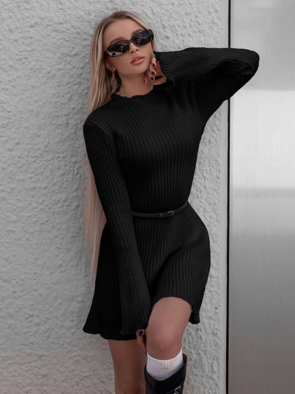 Ангорова сукня вільного крою у чорному кольорі, фото 1