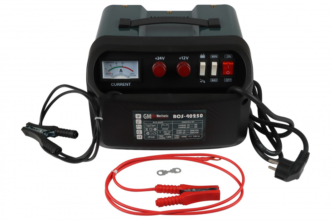 ПРИСТРІЙ ПУСКО-ЗАРЯДНИЙ GUT MECHANIC 12/24V 15-40A 250A 4.5/9.0KW MIN 100AH BCS40250, фото 1