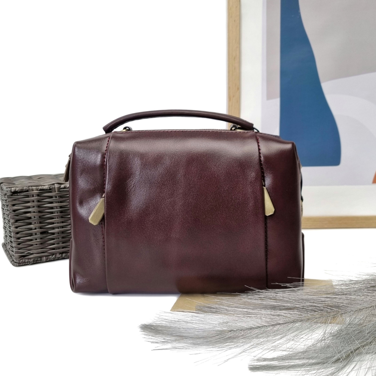 Модна жіноча сумка через плече натуральна шкіра бордовий Арт.9801 wine red VIVAVERBA Україна — (59)