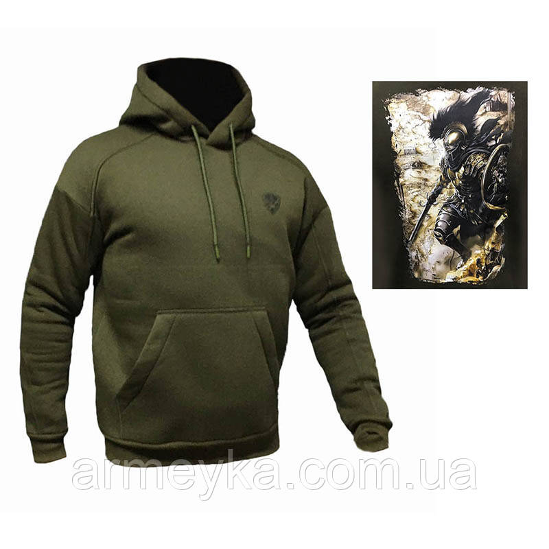 Спортивна кофта Tactical Hoodie з принтом "Spartan Warrior", олива UA