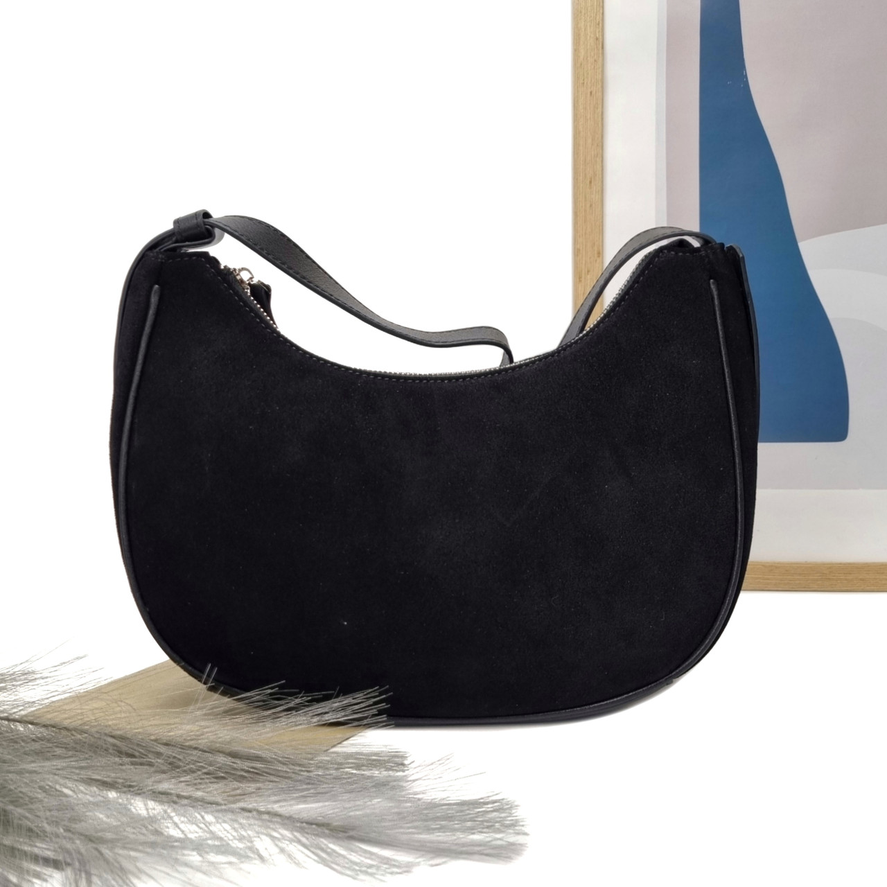 Жіноча сумка крос-боді натуральна замша чорний Арт.F8533 black VIVAVERBA Україна — (59), фото 1