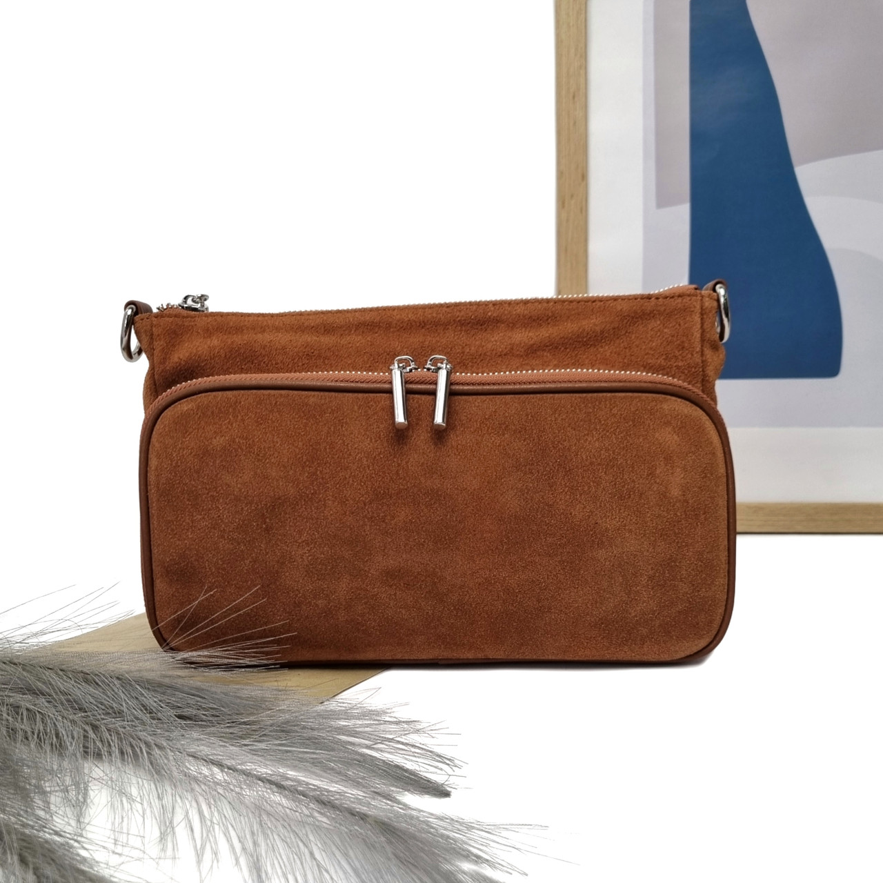 Модна жіноча сумка натуральна замша рудий Арт.F8200 l.brown VIVAVERBA Україна — (59), фото 1