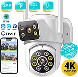 Вулична охоронна поворотна WIFI камера спостереження Besder K3Q 8MP з 2 об'єктивами. iCSee, фото 2