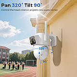 Вулична охоронна поворотна WIFI камера спостереження Besder K3Q 8MP з 2 об'єктивами. iCSee, фото 7