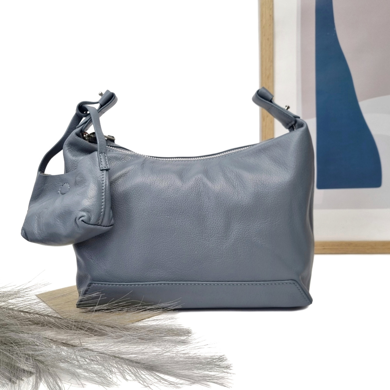 Стильна жіноча сумка натуральна шкіра блакитний Арт.6076 l.blue VIVAVERBA Україна — (юнсист)