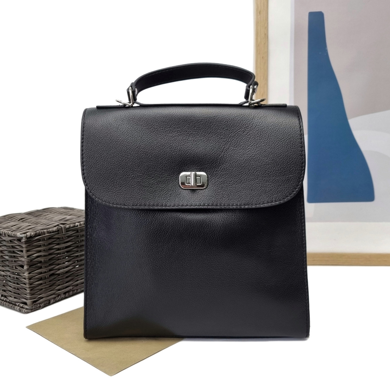 Оригінальний рюкзак натуральна шкіра чорний Арт.8567 black VIVAVERBA Україна — (54)