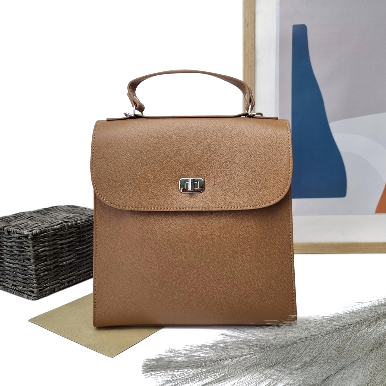 Жіночий шкіряний рюкзак бежевий Арт.8567 beige VIVAVERBA Україна — (54)