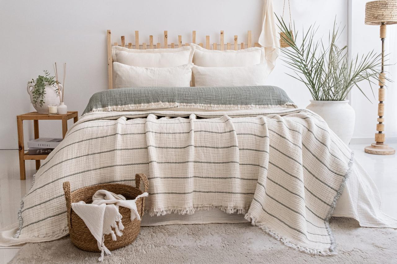 Муслінове покривало Saheser Sante 220 х 240 см. Green, фото 1