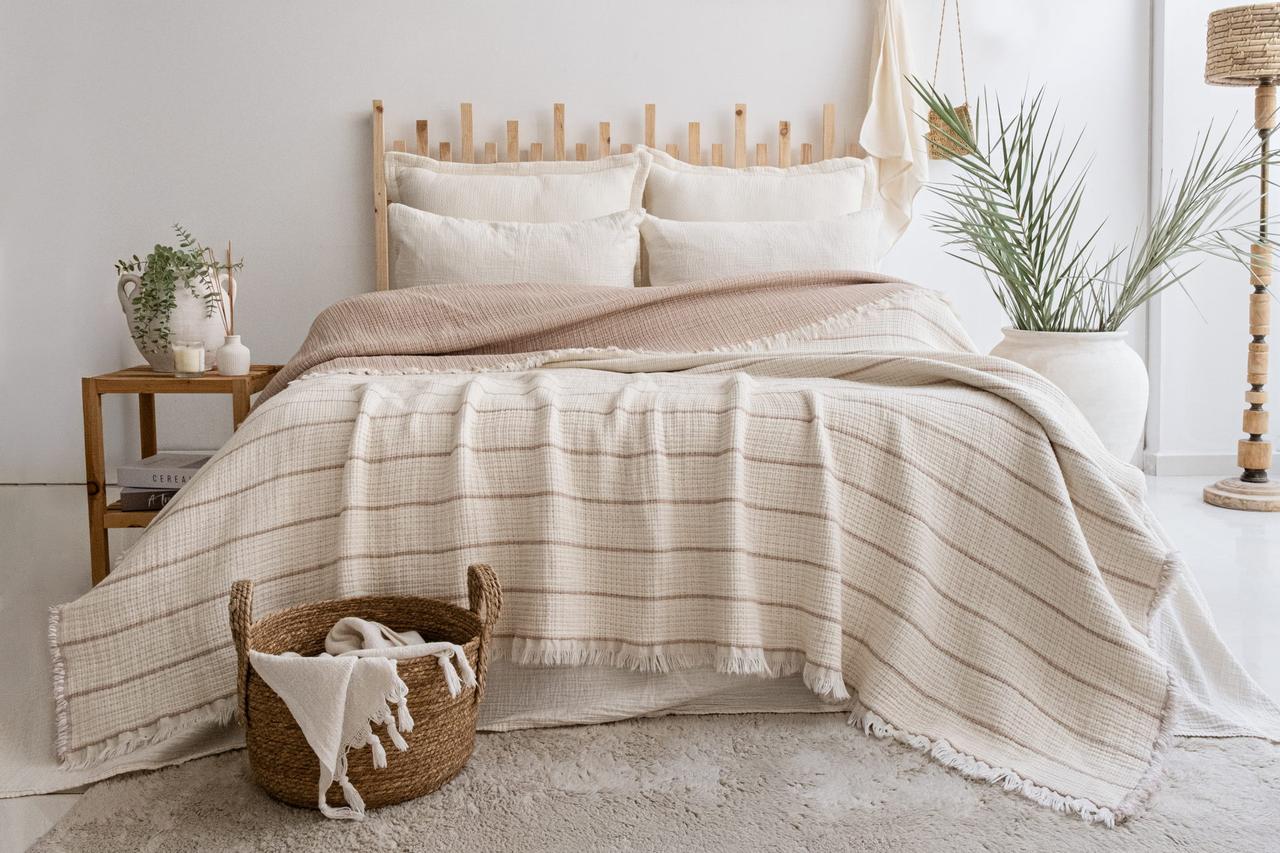 Муслінове покривало Saheser Sante 160 х 240 см. Bej, фото 1