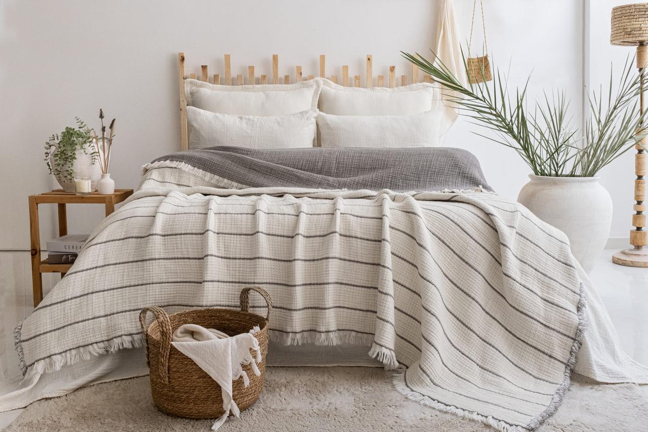 Муслінове покривало Saheser Sante 160 х 240 см. Grey, фото 1