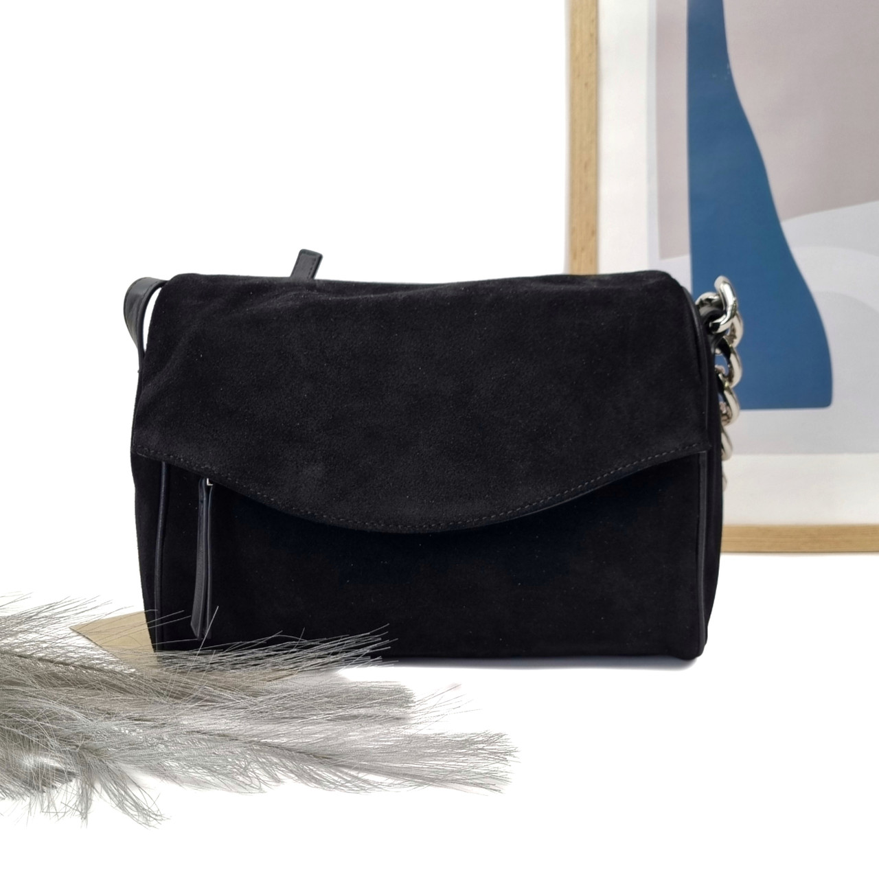 Стильна жіноча сумка натуральна замша чорний Арт.F8553 black VIVAVERBA Україна — (59), фото 1