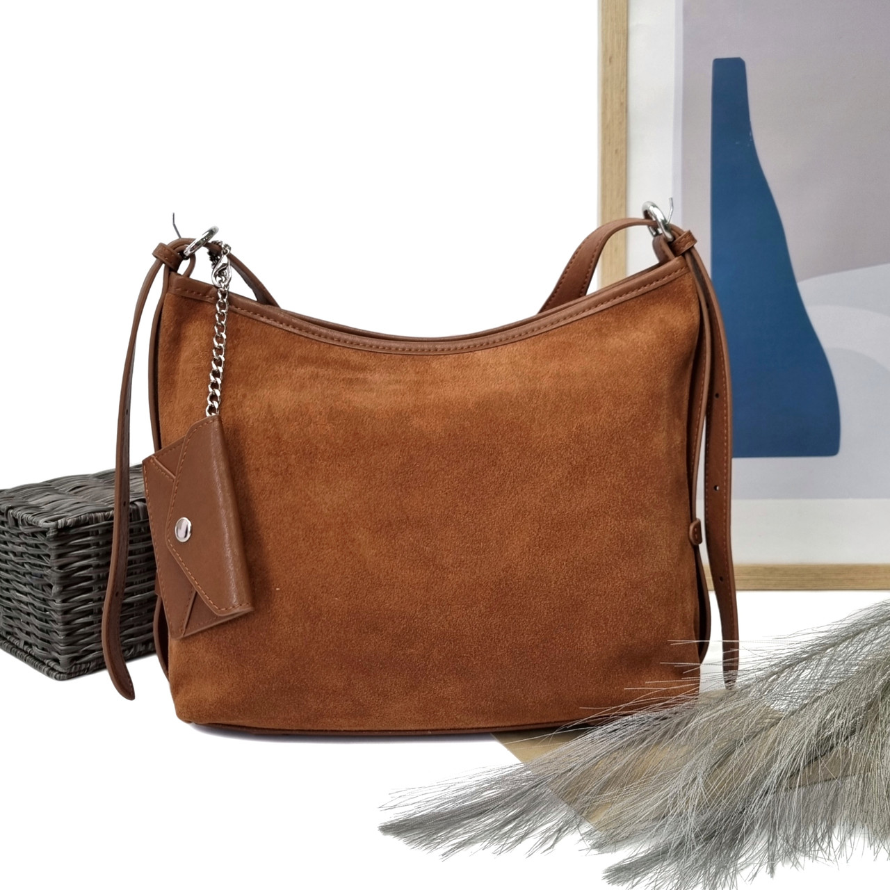 Сумка-мішок натуральна замша рудий Арт.F8551 l.brown VIVAVERBA Україна — (59)