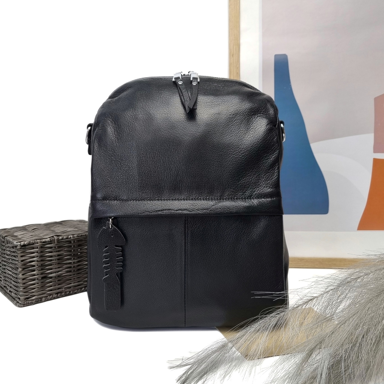 Сумка рюкзак жіноча натуральна шкіра чорний Арт.99112 black VIVAVERBA Україна — (54)