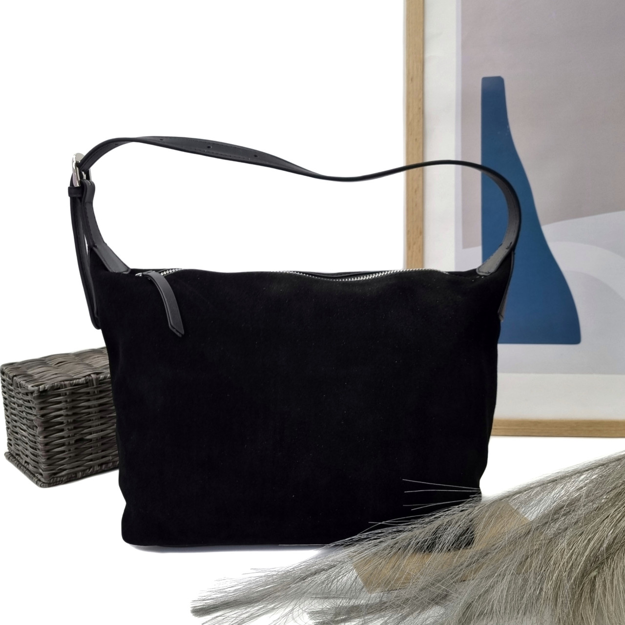 Сумка-мішок натуральна замша чорний Арт.990168 black VIVAVERBA Україна — (59)