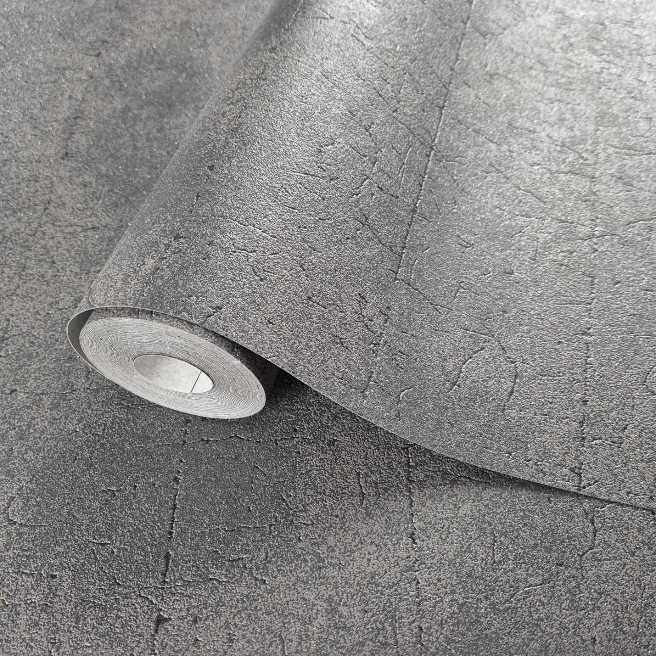 Шпалери вінілові на флізеліні 0.53 × 10.05 м Marburg 57622, графітові для спальні, вітальні, коридору, фото 1