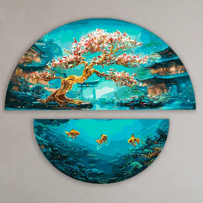 Картина за номерами 70х70 см Пейзаж. Магія двох світів з фарбами металік (напівкола). Орігамі OSR1011