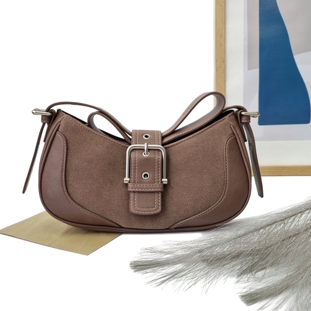 Красивая сумка экокожа мокко Арт.CM7730 coffee DavidJones Франція