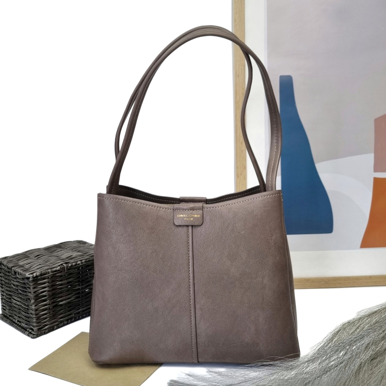 Стильна жіноча сумка екошкіра моко Арт.CM7176-2 coffee DavidJones Французька