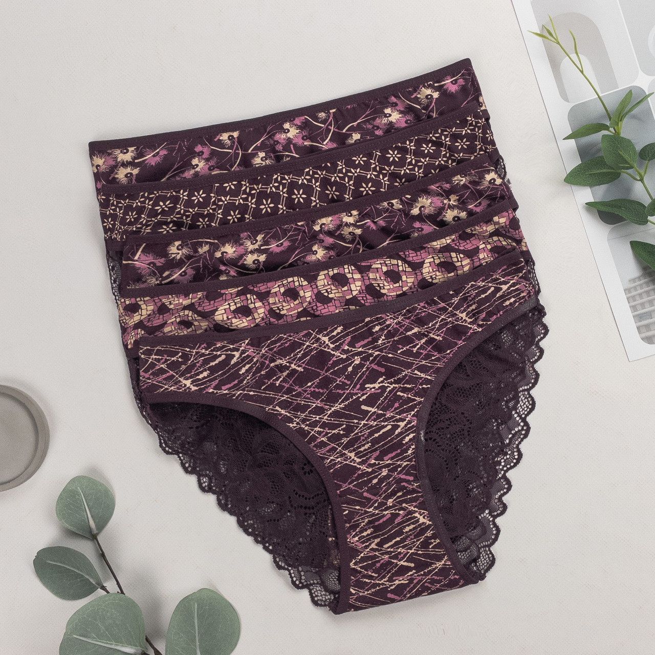 Труси cліпи з мереживом жіночі Nicoletta Туреччина M, L, XL | 5 шт., фото 1