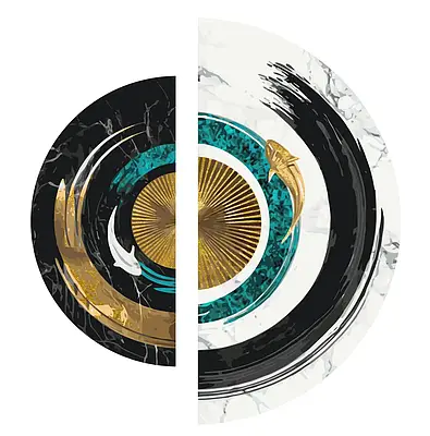 Картина за номерами 70х70 см Баланс протилежностей з фарбами металік (напівкола). Орігамі OSR1001