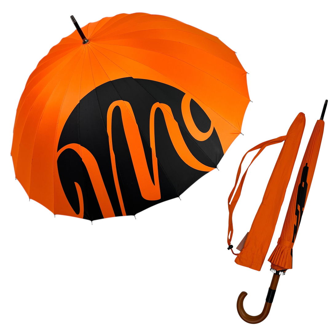 Парасоля-тростина на 24 карбонові спиці напівавтомат від Water Town, ручка гак, помаранчевий, WT018-1