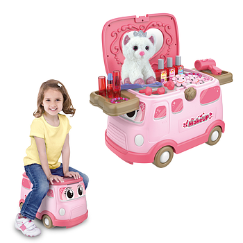 Трюмо дитяче (у вигляді машинки, імітація косметики, прикраси, фен, м'яка іграшка) 661-3002