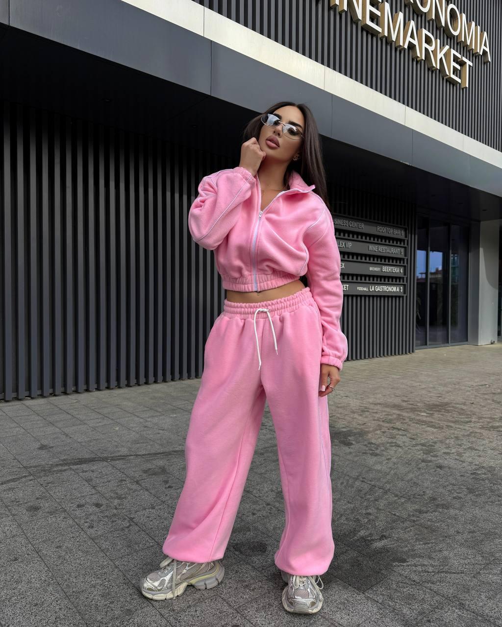 Костюм з флісу Модель: 1492-1166 Колір: рожевий, шоколад, чорний, фото 1