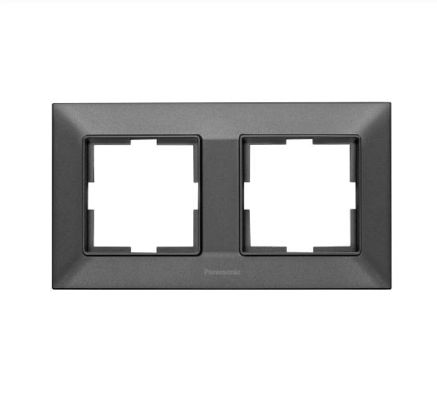 Рамка Panasonic Arkedia Slim подвійна, горизонтальна, димчаста WNTF0802-2DG, фото 1