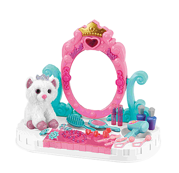 Трюмо дитяче (імітація косметики, прикраси, дзеркало, фен, м'яка іграшка) 661-3004