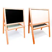 Мольберт дитячий двосторонній дерев'яний Игруша 2в1 магнітний і для крейди з полицею