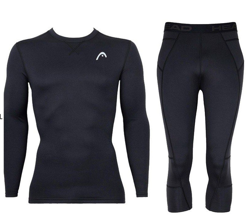 Термобілизна чоловіча Head SKI Active Baselayer MEN Top + Pants 3/4 black комплект, фото 1