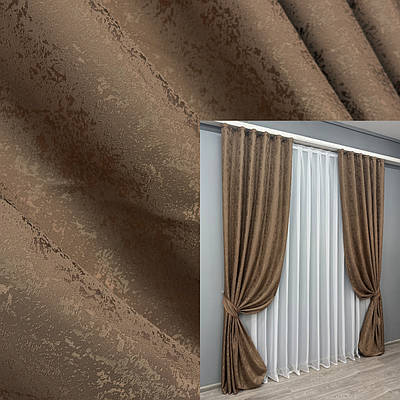 Комплект штор (2шт. 1,5х2,85м.) жакард, колекція "Мармур Al1". Колір коричневий. Код 660ш 33-0134