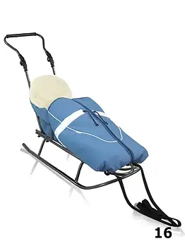 Санки Rasper з утепленим спальним мішком (7в1, підніжки, спинка, регульована ручка, муфти, дашок) 14029