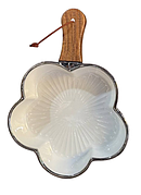 Керамічна тарілка з ручкою у формі листка для фруктів десертів Білий з срібним