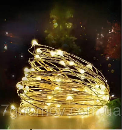 Гірлянда РОСА 5 метрів 50 LED зелена нитка жовтий колір арт. 50L5MGY, фото 1