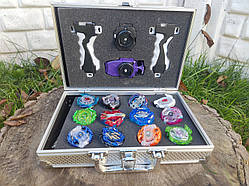 Бейблейд Бокс Набір 12 бейблейтів металеві елементи  2 запускачі у валізі  CY 1813-12 A