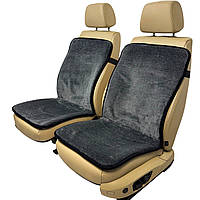 Хутряні універсальні чохли - накидки на передні сидіння авто з овчини (еко-хутро) Runa сірі (317-2-N)