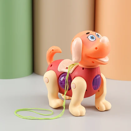 Дитяча музична іграшка собачка песик з мотузкою ходить гавкає говорить 2 кольори інтерактивний вихованець для дітей, фото 1