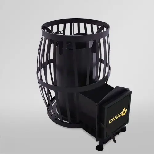 Банна піч Бочка 20 м³ дровяна сталева з виносом 240 мм та дверцятами 315×315 CANADA, фото 1