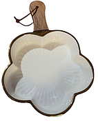 Керамічна тарілка з ручкою у формі листка для фруктів десертів Білий з золотим