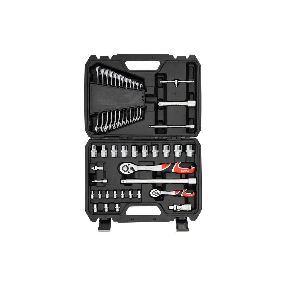 Набір торцевих головок / насадок викруткових та комбінованих ключів 1/4"/1/2" з аксесуарами 41 шт. Yato YT-38742, фото 1