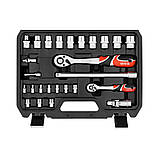 Набір торцевих головок / насадок викруткових та комбінованих ключів 1/4"/1/2" з аксесуарами 41 шт. Yato YT-38742, фото 4